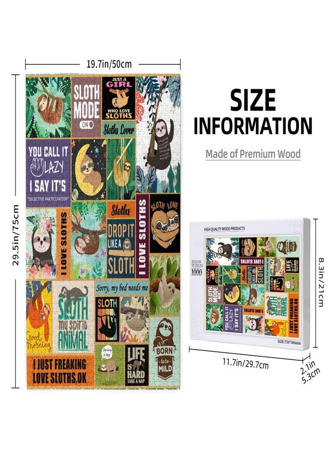 NELife 1000 Pieces Sloth Themed Jigsaw Puzzle,Fun Educational Toy for Kids Ages 12,Teens & Families.Educational Games Home Decoration Puzzle,Size 29.5” X 19.7” (Have Box) - Image 3